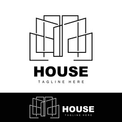 House Logo, Simple Building Vector, Construction Design, Housing, Real Estate, Property Rental
