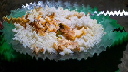 Abstract background with wave filter, in it there are white, brown, and dark green as the main composition.