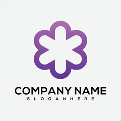 flower icon company name design  logo vector 