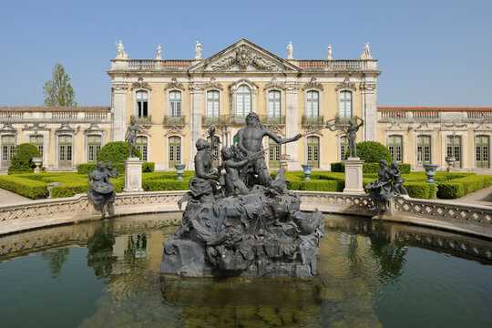 Statue of Neptune in Fountain at Palacio Nacional de Queluz, Queluz, Sintra, Lisbon, Portugal