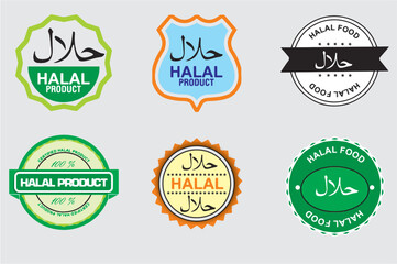 Set of Halal food labels vector. Badges, logo, tag round, and label design. suitable for banner, flyer, trade mark, and other advertising raw materials. easy to modify. eps 10.