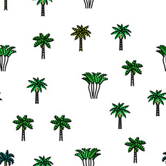 palm oil tree leaf plant vector seamless pattern thin line illustration