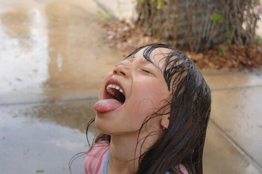 Portrait of Girl Outdoors, The Solar Living Institute, Hopland, California, USA