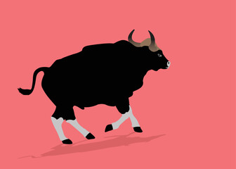 Isolated bull animal design.Bull silhouette of standing in different poses and Lonely bull. Bull logo design, vector illustration.