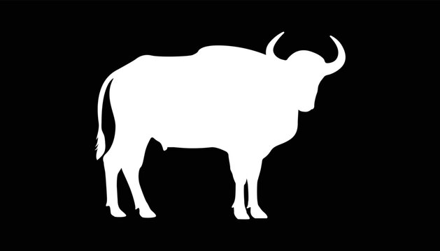 Bull abstract isolated on a white backgrounds. big aggressive muscle bull attacking. Black and white bull animal logo design . icon logo
