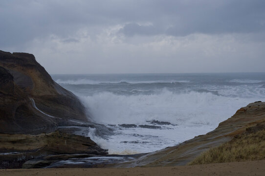 Waves Crashing on Shore, Portland, Oregon