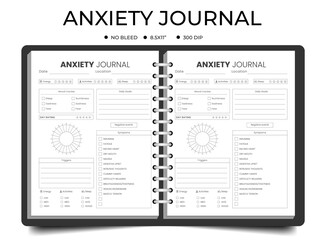 Anxiety Journal or planner logbook or notebook 