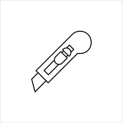 Cutter knife, stationery knife icon in trendy outline style design. Vector graphic illustration. Cutter icon for website design.