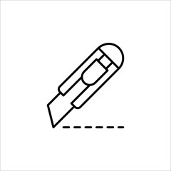 Cutter knife, stationery knife icon in trendy outline style design. Vector graphic illustration. Cutter icon for website design.