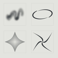 Set of Y2K style vectors of objects. Extraordinary Graphic Assets. Flat minimalist icons. Futuristic. Vector illustration