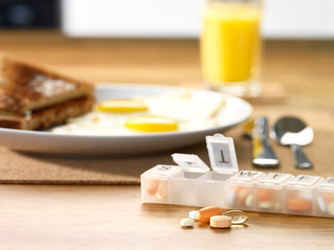 Still Life of Pills and Breakfast