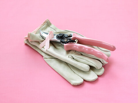 Pruners on Gardening Gloves