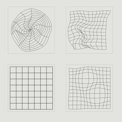 Vector Graphic Assets Set. Retro futuristic graphic ornaments. Objects in y2k style. Futuristic. Vector illustration