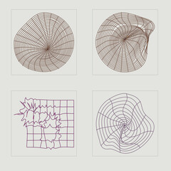 Brutalism shapes. Extraordinary Graphic Assets. Flat minimalist icons. Futuristic. Vector illustration