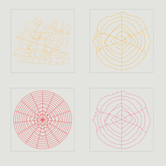 Set of Y2K style vectors of objects. Rave psychedelic retro futuristic set. Modern abstract forms. Stars, starburst . Vector illustration