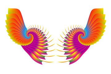 Illustration of Wings with colorful gradations with an Abstract concept