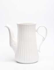 White ceramic teapot mockup isolated on white background