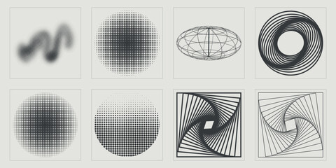 Brutalism shapes. Retro futuristic graphic ornaments. Elements for graphic decoration. Anti-design. Vector illustration