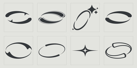 Brutalism shapes. Extraordinary Graphic Assets. Flat minimalist icons. Isolated on black background. Vector illustration