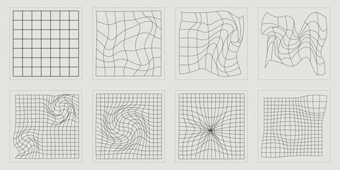 Vector Graphic Assets Set. Rave psychedelic retro futuristic set. Flat minimalist icons. Projects, posters, banners. Vector illustration