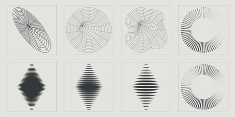 Retro futuristic elements for design. Trendy geometric postmodern figures. Elements for graphic decoration. Futuristic. Vector illustration