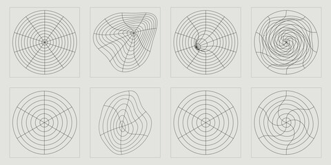 Collection of Y2K elements. Retro futuristic graphic ornaments. Modern abstract forms. Projects, posters, banners. Vector illustration