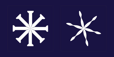 Vector Graphic Assets Set. Brutalism star and flower shapes. Elements for graphic decoration. Projects, posters, banners. Vector illustration