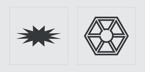 Fototapeta premium Retro futuristic elements for design. Brutalism star and flower shapes. For modern T-shirts designed. Stars, starburst . Vector illustration