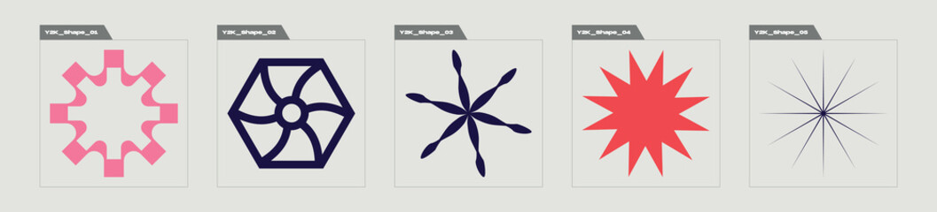 Retro futuristic elements for design. Extraordinary Graphic Assets. Modern abstract forms. Stars, starburst . Vector illustration