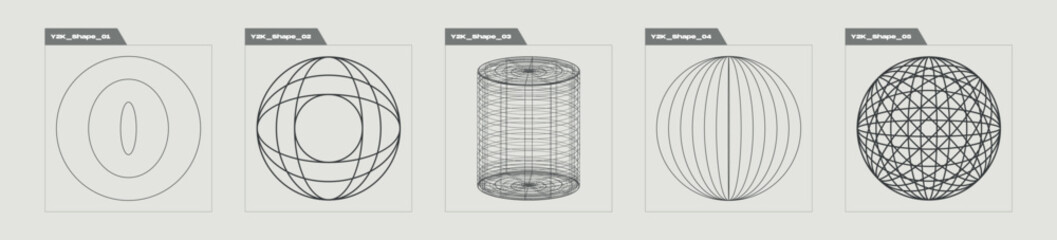 Vector Graphic Assets Set. Trendy geometric postmodern figures. Cyberpunk elements. Stars, starburst . Vector illustration