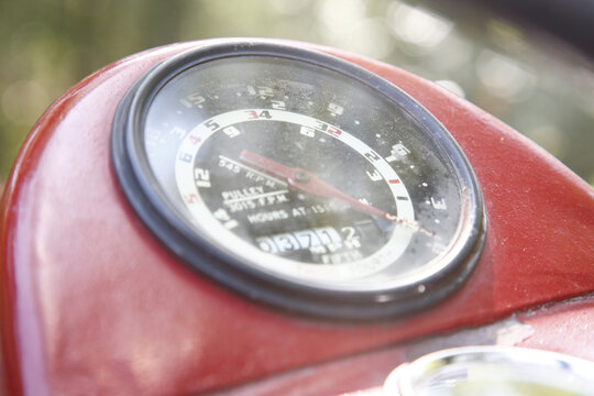 Close-up of Gauge on Motorbike, Houston, Texas, USA