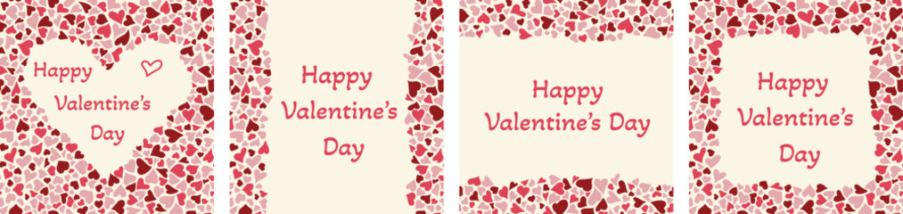 Fototapeta na wymiar Set of Valentine's Day greeting cards with hand drawn hearts, vector