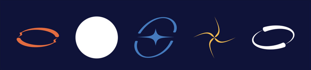 Retro futuristic elements for design. Retro futuristic graphic ornaments. Cyberpunk elements. Stars, starburst . Vector illustration