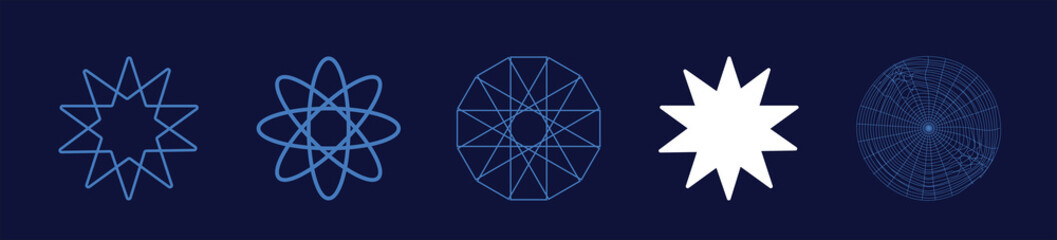 Brutalism shapes. Large set of retro objects for design. Templates for notes, posters. Anti-design. Vector illustration