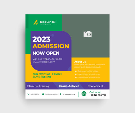 Kids back to school education admission Social media poster layout template 
