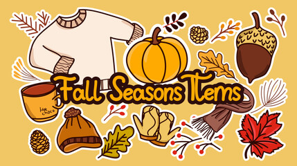 Fall Seasons Items vector illustration