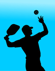 Classy simple Illustration of pickleball player silhouette doing serve best for your digital graphic and print