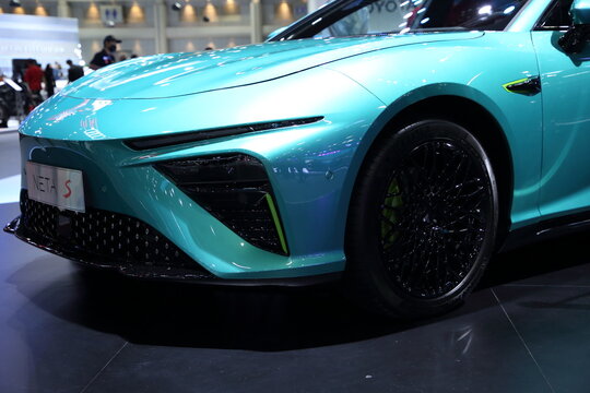 Thailand - Dec 1, 2022: Hozon Neta S EV car on display at Thailand International Motor Show 2022 Arina Muangthong Thani or Motor Expo in Bangkok, Thailand.