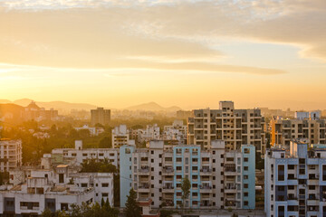 Overview of Buildings, Pune Skyline, Pune, Maharashtra, India