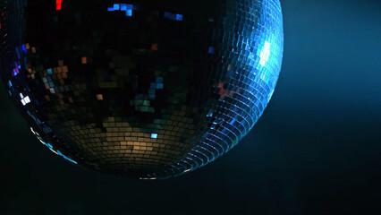 disco mirror ball on blue.