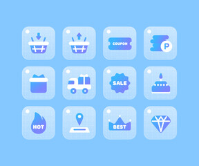 Blue gradation icon shopping

