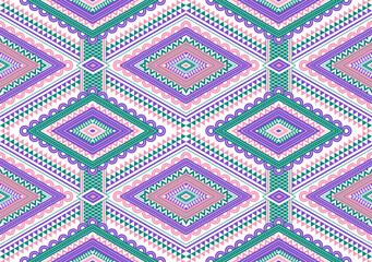 Abstract cute color geometric tribal ethnic ikat folklore argyle oriental native pattern traditional design for background,carpet,wallpaper,clothing,fabric,wrapping,print,batik,folk,knit,stripe vector