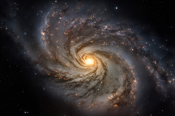 Milky Way galaxy in close up, with stars and cosmic dust in the background. Generative AI