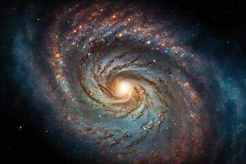 Milky Way galaxy in the cosmos, containing stars and cosmic dust. Generative AI