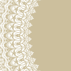 Classic square half frame with white arabesques and orient elements. Abstract ornament with place for text. Vintage pattern