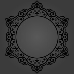 Elegant vintage ornament in classic style. Abstract traditional round dark pattern with oriental elements. Classic vintage pattern