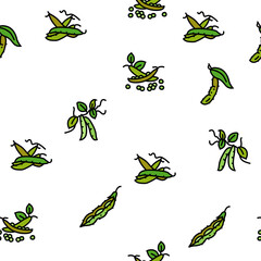 soy bean food pea green vector seamless pattern thin line illustration