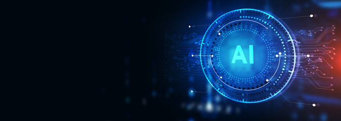 AI Learning and Artificial Intelligence Concept. Business, modern technology, internet and networking concept.  3d illustration