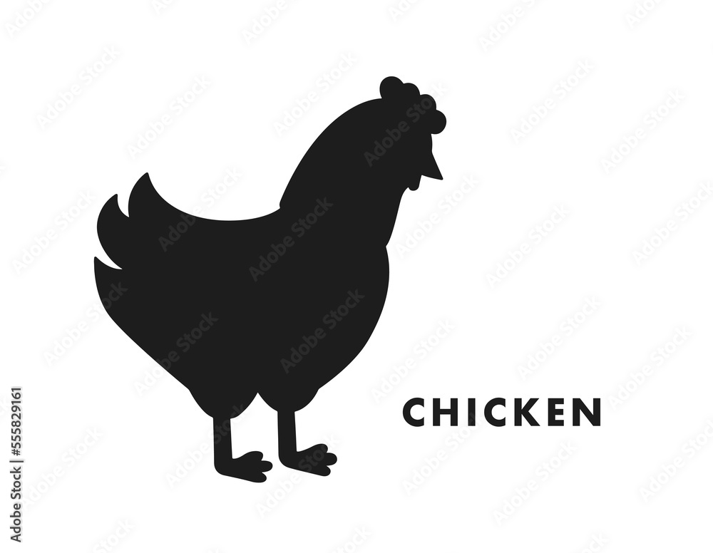 Poster chicken isolated vector Silhouettes