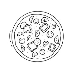 Pizza doodle illustration. Vector outline sketch isolated on white